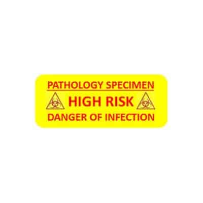 PATHOLOGY SPECIMEN - HIGH RISK - DANGER OF INFECTION Label (R/Y)