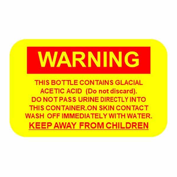 Acid Warning - Glacial Acetic Label