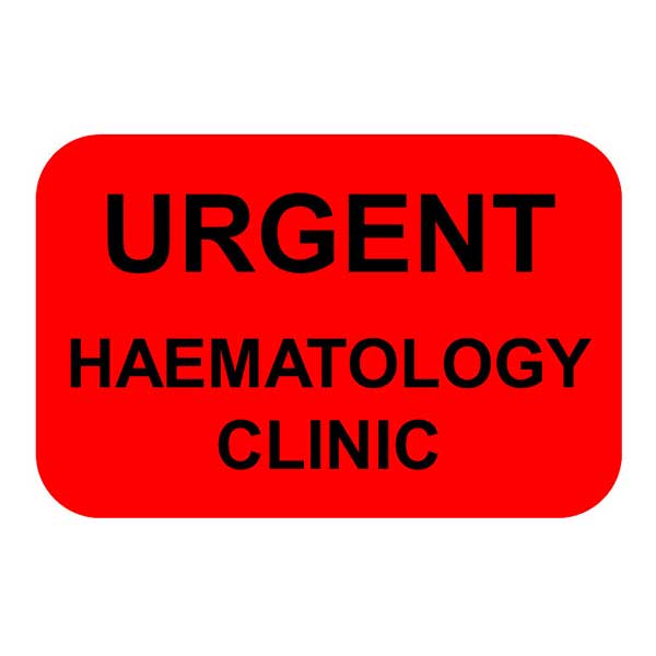 URGENT HAEMATOLOGY CLINIC Label