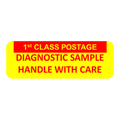 1st CLASS POSTAGE - DIAGNOSTIC SAMPLE - HANDLE WITH CARE Label