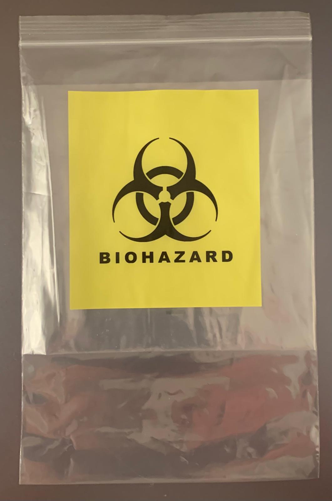 Specimen Transport Bag printed BIOHAZARD on Yellow with Document Pouch - C5 Size, Packs of 100.