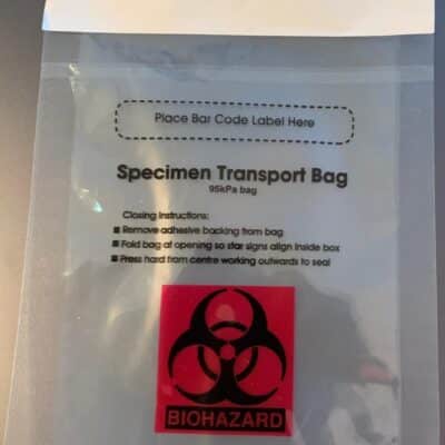SAFE-HOLD™ 95kPa Specimen Transport Bags with document pouch. A6 Size, Internal 80 x 125mm. (Pack of 100)