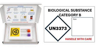 1 - 2 Tube SpeciMail UN3373 Return A6 Mail-Box with lab friendly tear off back opening (40 units per carton)