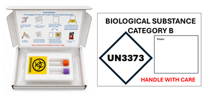 1 - 2 Tube SpeciMail UN3373 Return A6 Mail-Box with lab friendly tear off back opening (40 units per carton)