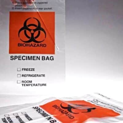 Specimen Transport Bag printed BIOHAZARD on Red with Document Pouch - C5 Size, Packs of 250.