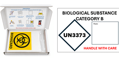 1 - 4 Tube SpeciMail UN3373 Return A6 Mail-Box with lab friendly tear off back opening (40 units per carton)