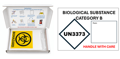 1 - 4 Tube SpeciMail UN3373 Return A6 Mail-Box with lab friendly tear off back opening (40 units per carton)